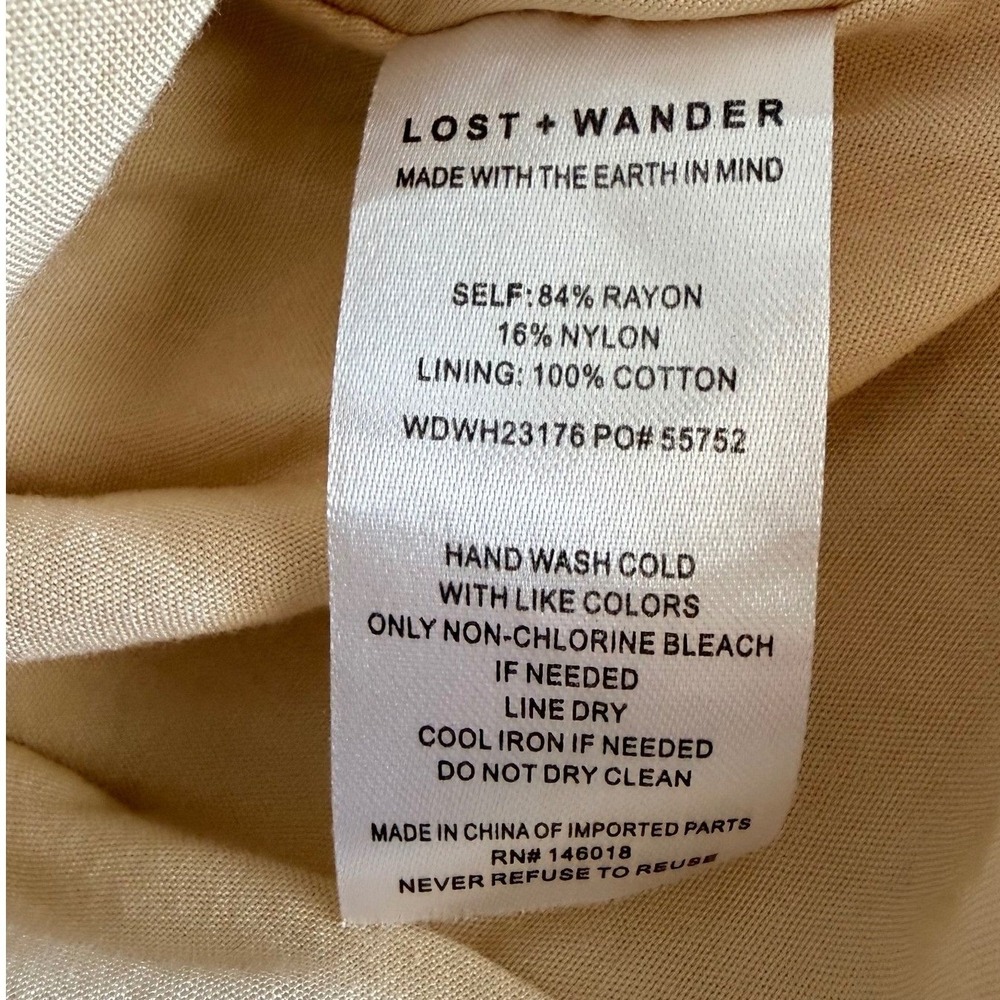 Lost + Wander Yellow Floral Lace Trim Tiered Midi Dress Cottagecore boho Size M - Picture 8 of 12